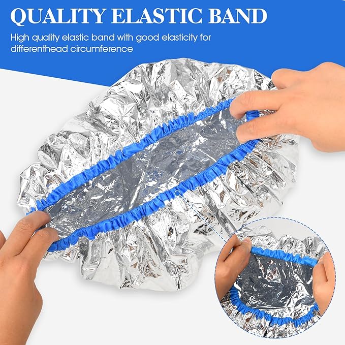 3PCS Deep Conditioning Hair Cap, Reusable Hair Processing Cap, Waterproof Shower Caps, Steam Caps, Heat-Caps for Deep Conditioning, Tin Foil Hat for Bathing, Hair-Dyeing and Hair-Treatment