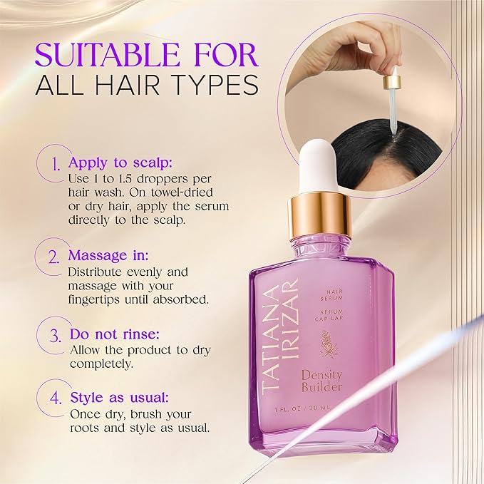 Hair Thickening Serum - Hair Density Serum Builder for Women Made in USA 30ml - Clinically Proven Scalp Treatment Non-Greasy - Biotin, Argan, Caffeine & Pea Peptides - Thinning, Fine or Damaged Growth