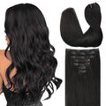 GOO GOO Clip in Hair Extensions Real Human Hair, Remy Human Hair Extensions Clip ins for Women, Natural Human Hair, 18inch 180g 7Pcs, #1B Natural Black