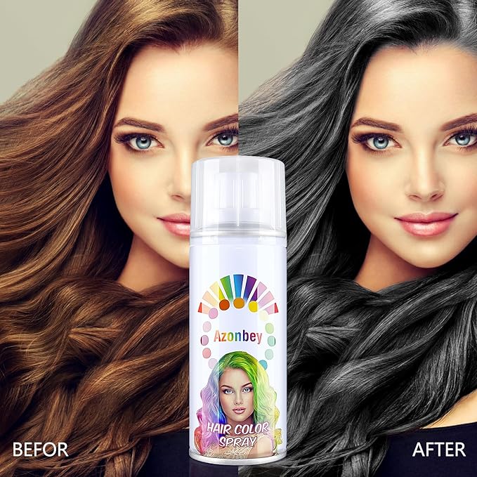 Halloween Hair Spray,Temporary Hair Color Spray for Women Kids Men,Washable Hairspray,Colored Hair Spray,Color Hairspray for Halloween,Party,Cosplay,Christmas Day (Black)