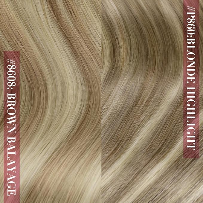 YoungSee Highlight Clip in Human Hair Extensions 22 inch Real Human Hair Extensions Clip ins Blonde Highlights with Light Brown Clip in Extensions Long Straight Hair 7Pcs 120G