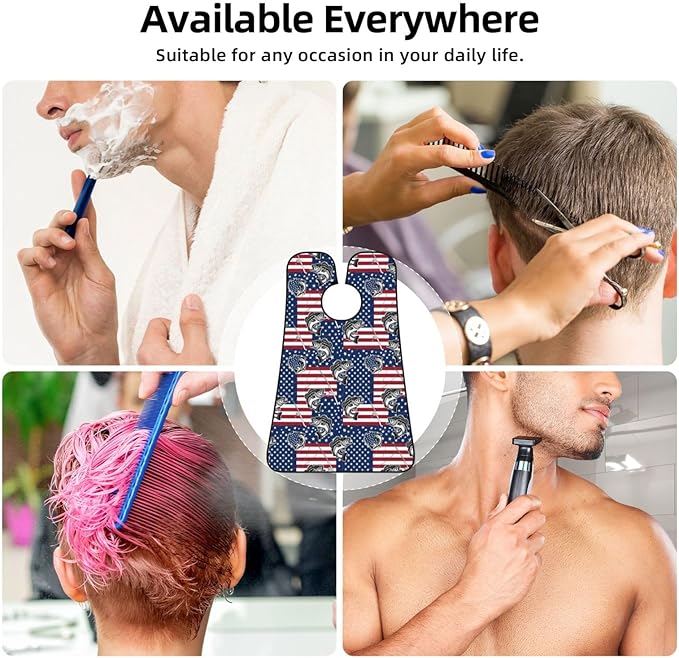 Waterproof Beard Grooming Bib, American Bass Fishing Lure Flag Shave Bib, Non-Stick Hair Catcher for Shaving Trimming, Apron Essential for Men Dad