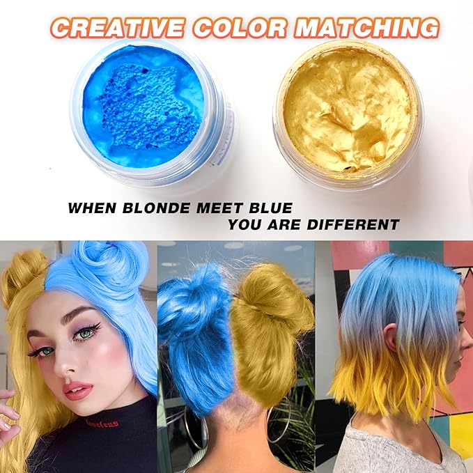 Hair Wax Color Blonde, Ultikare Blonde Hair Dye Temporary for Color Treated Hair Natural Styling Instant kids Mud Cream Gel 3.4 Fl Oz Girl Gifts, Party, Cosplay DIY, Children's Day
