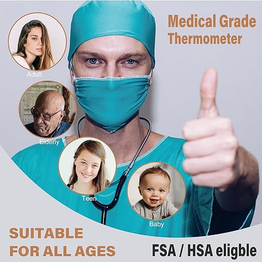 Amplim Forehead Thermometer | No-Touch, FDA-Cleared, Medical-Grade Infrared | 1-Second Read with Audible Fever Alert | Accurate Digital Infrared Thermometer for Adults, Kids, Baby