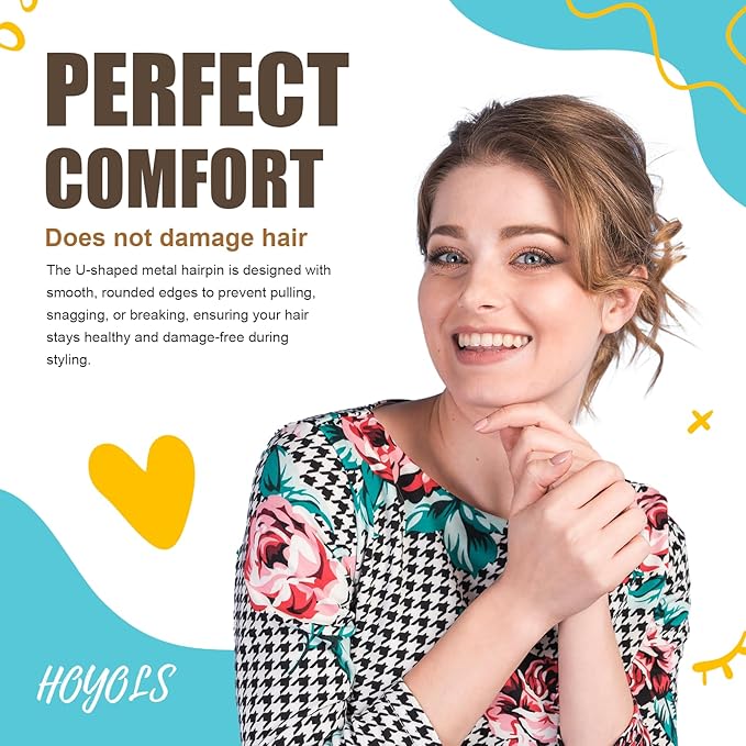 HOYOLS U Shaped Blonde Bobby Pins Assorted Size, Metal Clips for Buns Women Girls Hairstyle Updo Thin Thick Hair Gold, 150 Count