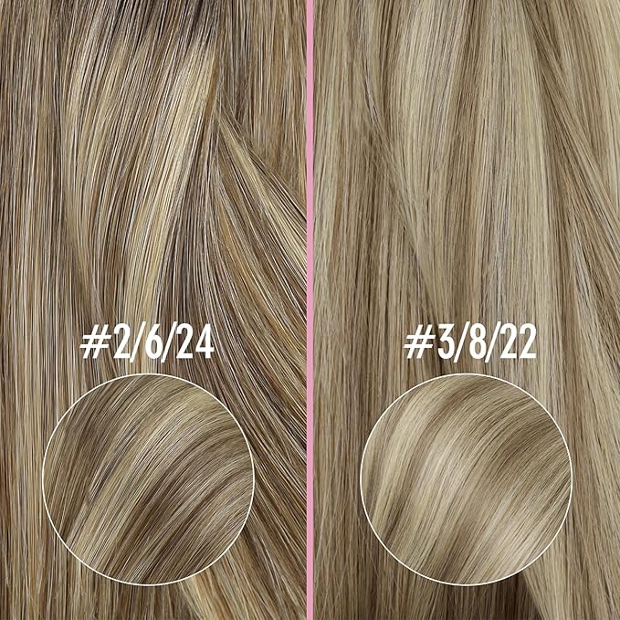YoungSee Nano Ring Hair Extensions Ombre 16 Inch Nano Tip Hair Extensions Real Human Hair Dark Brown Ombre Light Brown with Blonde Nanobead Hair Extension Human Hair Balayage for Daily 50s 50g