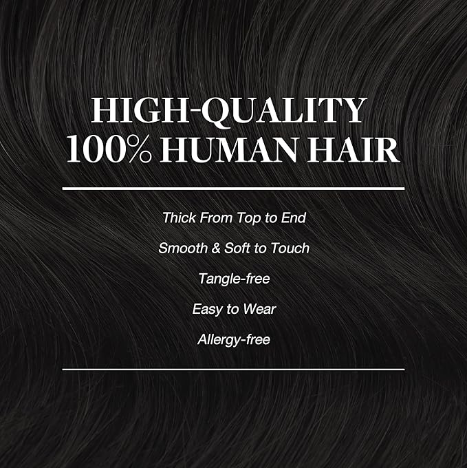 GOO GOO Clip in Hair Extensions Real Human Hair, Remy Human Hair Extensions Clip ins for Women, Natural Human Hair, 20inch 120g 7Pcs, 1B Natural black