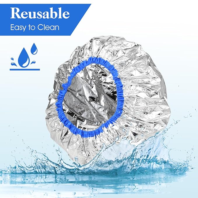 3PCS Deep Conditioning Hair Cap, Reusable Hair Processing Cap, Waterproof Shower Caps, Steam Caps, Heat-Caps for Deep Conditioning, Tin Foil Hat for Bathing, Hair-Dyeing and Hair-Treatment
