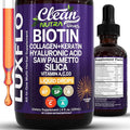 Liquid Biotin & Collagen Keratin Hyaluronic Acid Saw Palmetto Drops Vitamins for Hair Growth Support Silica Vitamin A C D Bamboo Turmeric Zinc Folate Magnesium Horsetail LuxFlo by Clean Nutra