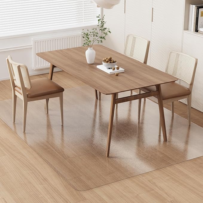 Clear Plastic Area Mat for Under Dining Table, 8'×12' Large No Slip Waterproof Vinyl Area Rug for Home, Anti-Spill Hard Floor Protector Cover, Splat Mat for Under High Chair, Easy Clean Floor Mat