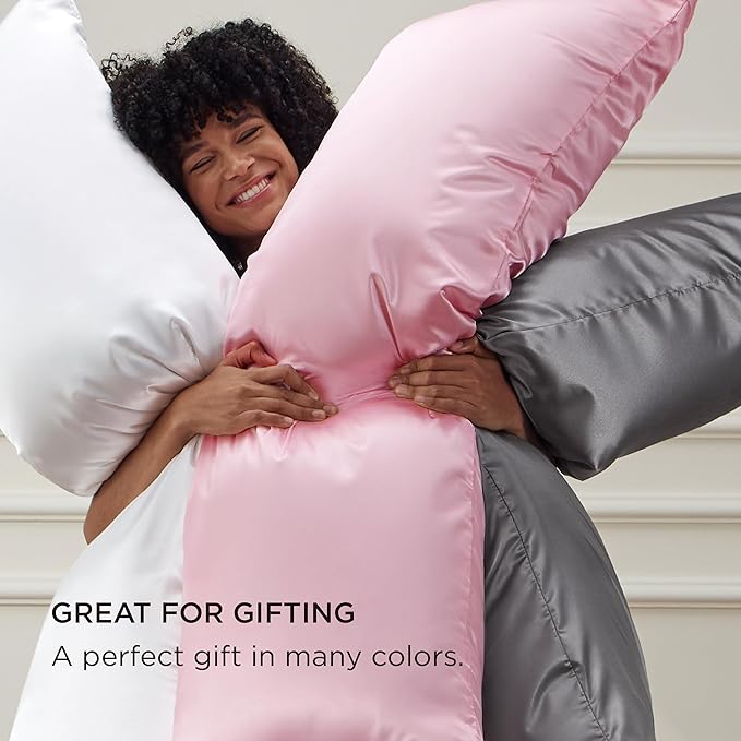 Bedsure Body Pillow Cover 20x54 Inches - Lavender Satin Similar to Silk Pillowcase for Hair and Skin, Cooling and Silky Long Body Pillow Pillowcase with Envelope Closure, Gifts for Women Men