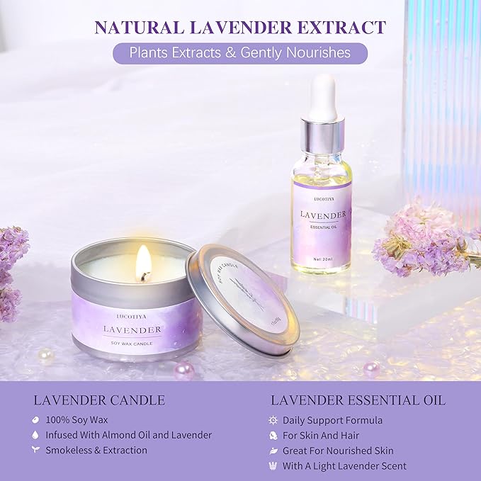 Gifts for Women, Birthday Gifts for Women, 9pc Lavender Bath and Body Gifts Set, Self Care Gifts Spa Gifts Basket, Relaxing Bath Sets for Mom, Girlfriend, Sister, Female Friends, Coworker
