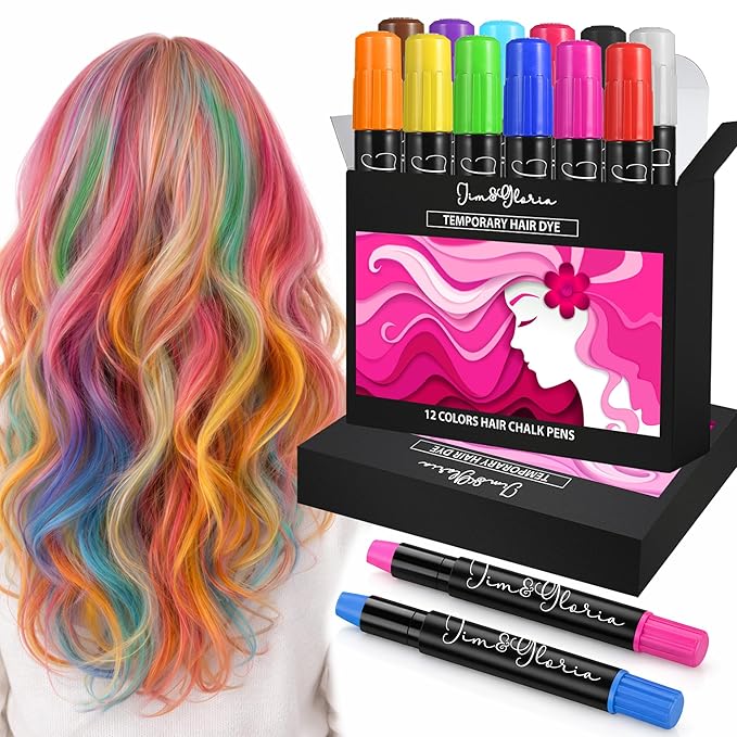 Jim&Gloria Dustless Hair Chalk for Girls Washable Dye, Toys Birthday Gifts for Girls Makeup Kit, Temp Paint Temporary Hair Color for Teenage Grils, Teen Girl Gifts or Adults