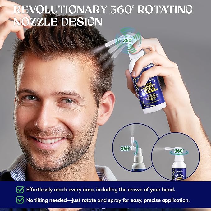 Hair Growth Spray, Rice Water & Biotin & Caffeine, Hair Growth Serum for Men & Women, Hair Oils for Hair Growth -Longer, Fuller Hair, Enriched with Seven Herbal Extracts 2.03 Fl Oz (Pack of 1)