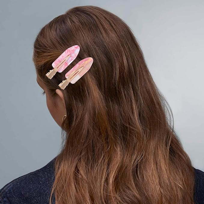 No Crease Creaseless No Bend Hair Clips For Styling Non Slip Flat Clips For Makeup Hair Accessories For Women,Pink,12 PCS