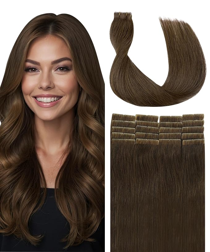 SURNEL Injected Tape in Hair Extensions 14 Inch #4 Chocolate Brown Upgraded Seamless Remy Invisible Tape in Extensions 20 Pcs 30g(#4,14)