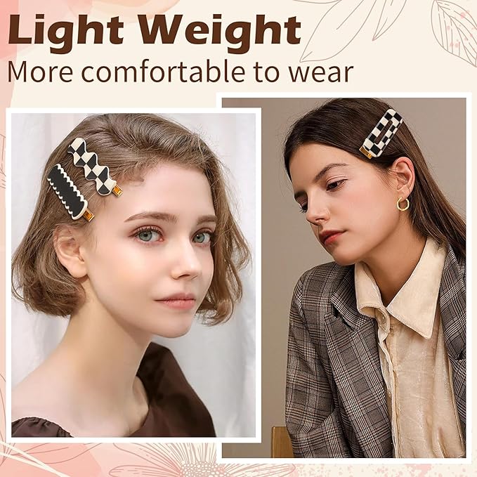 Gingbiss 18 Pcs Hair Clips for Women Girls, Black White Checker Cute Hair Barrettes with Storage Box, No Bend Korean Styling Minimalist Hair Accessories, Gift for Women Girls