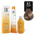 GK HAIR Global Keratin Sand 8.7 Light Blonde Hair Color Cream Tube (3.4 Fl Oz/100ml) + 20 Volume Developer (5 Fl Oz/150ml) - Professional Permanent Long Lasting Toner Dye