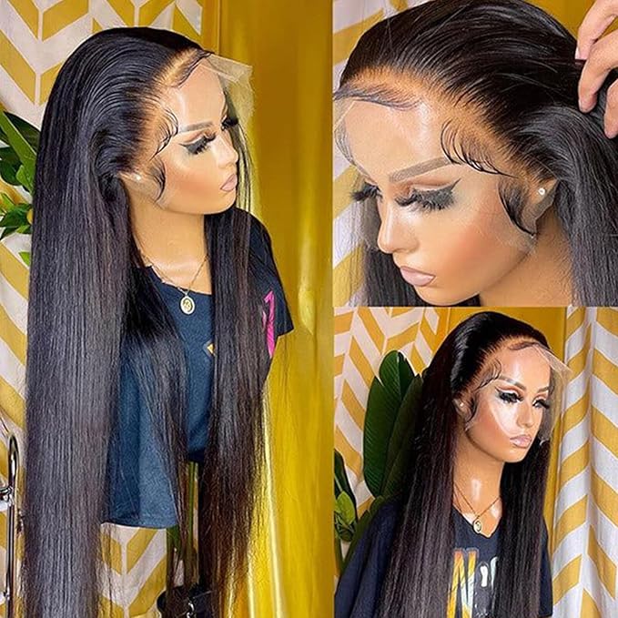 Lemoda Straight SKINLIKE Real HD 13x4 Full Lace Frontal Wigs 210% Density 15A Brazilian Straight Virgin Human Hair Lace Front Wig 22inch Invisible 0.1mm Ultra-thin Frayed Ends Tiny Knots