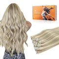 DOORES Hair Extensions Clip in Human Hair Balayage Ash Blonde Highlighted Platinum Blonde 120g 7pcs 16 Inch Clip in Human Hair Extensions Remy Natural Silky Weft
