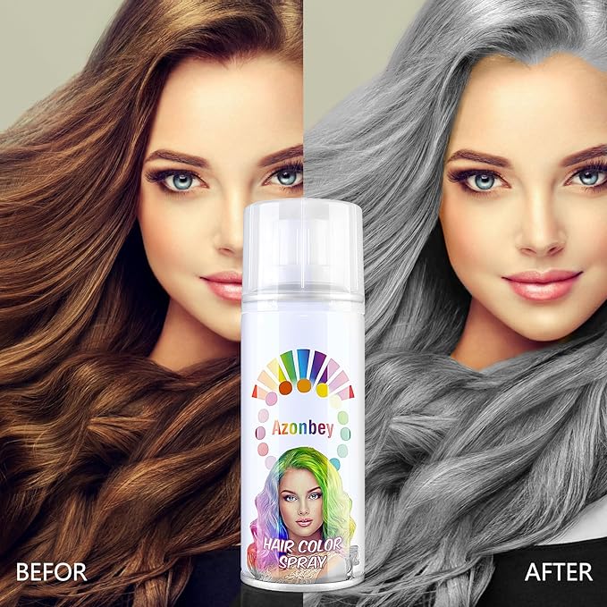 Halloween Hair Spray,Temporary Hair Color Spray for Women Kids Men,Washable Hairspray,Colored Hair Spray,Color Hairspray for Halloween,Party,Cosplay,Christmas Day (01Gray)
