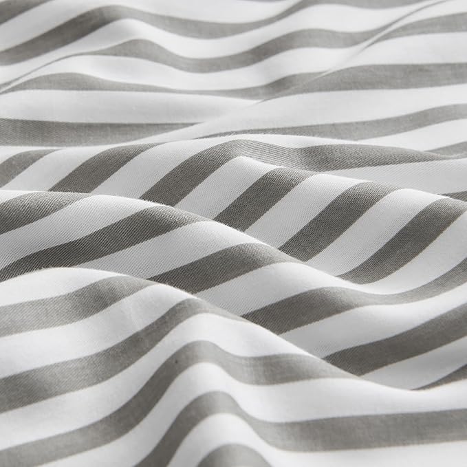 JELLYMONI 100% Natural Cotton Striped Standard Pillowcases Set, 6 Pack White and Grey Stripes Pattern Printed Pillow Covers with Envelope Closure(Pillows are not Included)