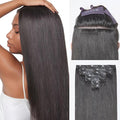 LUVME 0.59mm Zero Trace Invisible Clip in Hair Extensions, Yaki Straight 7 Pcs 100g 20 Inch, 100% Real Human Hair Clip Ins, Seven Piece Full Head Set with Balanced Coverage for Everyday Styles