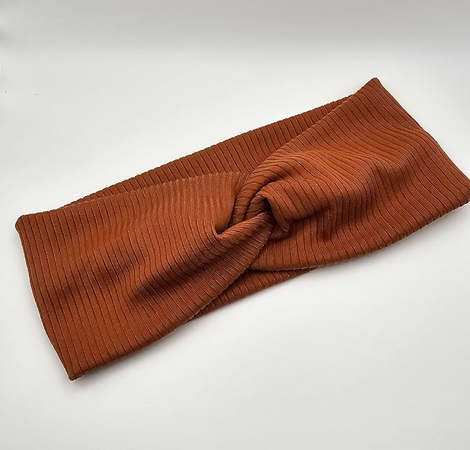 Soft Stretchy Headband, 3-in-1 Versatile Twist Style, One-Piece (Rust (Soft Ribbed Material), Adult)