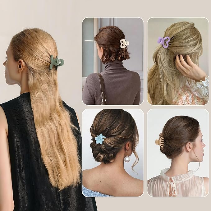 10 Pack Mini Hair Clips 1.5 Inch Small Claw Clips for Women Girls 10 Styles Nonslip Matte Hair Accessories