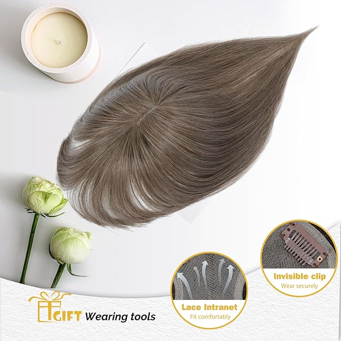 Hair Topper with Bangs Clip 360° 3D Cover Hair Toppers for Women with Thinning Hairs 10 Inch Straight Clip in Bangs Hairs Piece for Women（Medium Auburn Brown）#6