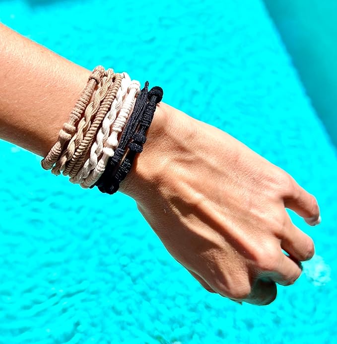Gypsea Bands Hair Tie Bracelets for Men, Women & Kids - Set of 12 (Tulum)