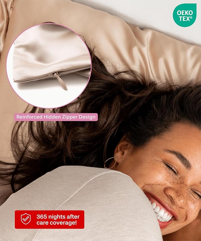 SUNDAYSILKS™ 100% Mulberry Silk Pillowcase, Silk Pillow Cases for Hair & Skin, Superior to Satin Pillowcase, with Zipper, Standard, Queen, King Sizes, Anti-Wrinkle, Cooling, Non-Slip Silk Pillowcases