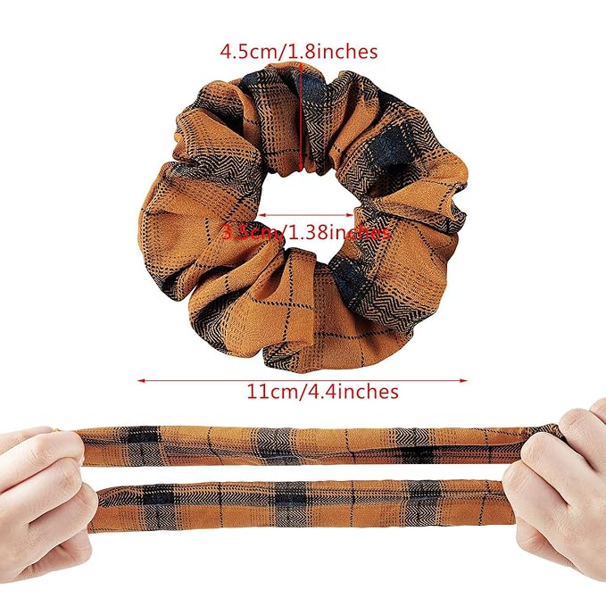 WILLBOND 12 Pcs Plaid Scrunchies for Women Girls Buffalo Plaid Hair Ties Cotton Scrunche Scrunchy Ponytail Holders Hair Accessories(Elegant)