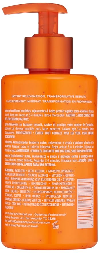 Obliphica Seaberry Conditioner for Fine & Medium Hair - Frizz Free, Nourished, and Damaged Repaired Hair - Hair Mask & Treatment for Dry Hair and Growth - 10 Ounce