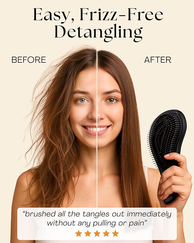 Lily England Hair Brush for Men with Curly, Thick, Straight & Natural Hair - Lightweight Mens Brush with Smooth Flexible Bristles - Black Hairbrush for Man with Wet & Dry Hair