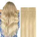 GOO GOO Invisi Edge Tape in Hair Extensions Human Hair, 18AT60A Pearl Ash Blonde Highlights, 6pcs 10inch 15g, Virgin Remy Hair, Seamless Injected Tape, Natural Look
