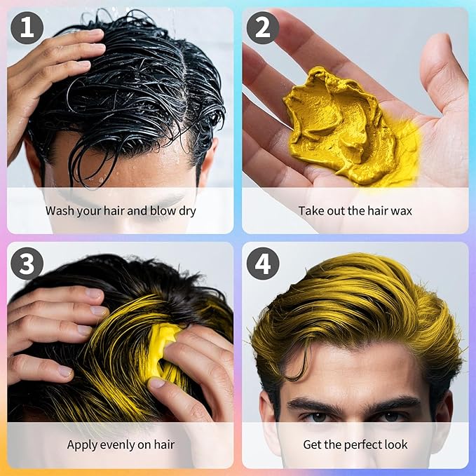 Temporary Hair Color Wax, 4.23 Ounces Blonde Gold Hair Spray, Hair Color Spray, Natural Washable Hair Wax Color,Kids Temporary Hair Dye Clays for Christmas Parties,Role Playing,Cosplay,Halloween(Gold)