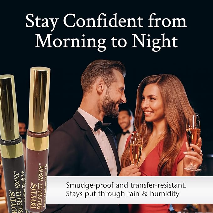 Boyd’s Brush It Away | Grey Hair Root Touch Up for Women & Men | Temporary Hair Color Mascara | Quick-Dry Water-Resistant Concealing Formula | Black