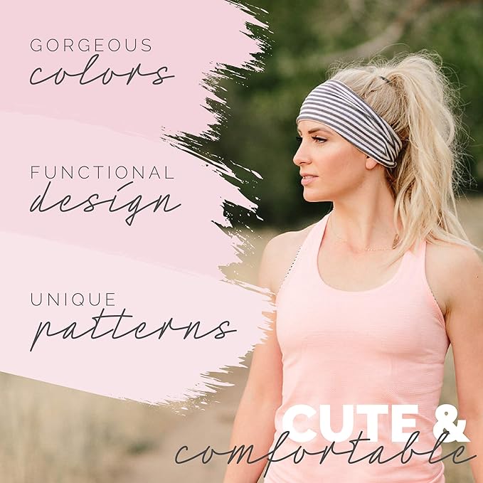 Maven Thread 4" Wide Workout Headbands for Women (2 Pack) – Non-Slip Sweatbands for Gym, Running & Yoga