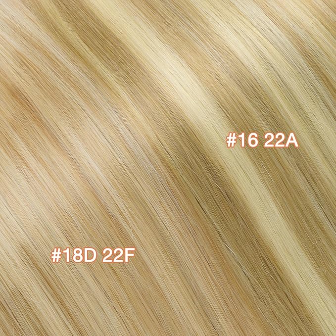 GOO GOO Invisi Edge Tape in Hair Extensions Human Hair, 18A/613A Dark Blonde Highlighted Bleach Blonde 20pcs injected with 20pcs classical tape ins, 14inch 100g, Virgin Remy Hair, Natural Look