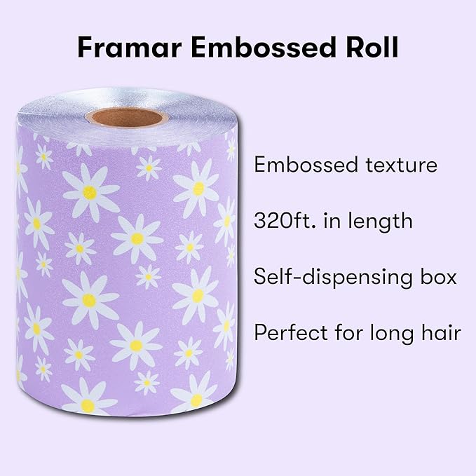FRAMAR Daisy Hair Foil – Hair Foils For Highlighting Long Hair, Salon Foil For Hair Highlighting, Salon Foils For Hair Highlighting Kit, Salon Foils For Hair Stylist, Embossed – 320 ft