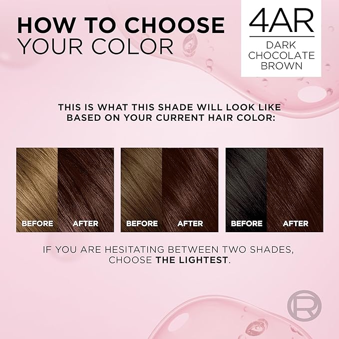 L'Oreal Paris Excellence Crème Permanent Hair Dye, Triple Care Hair Color with Pro-Keratine Complex for 100% Gray Hair Coverage, 4AR Dark Chocolate Brown, 1 Kit