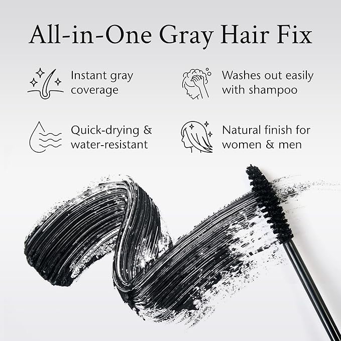 Boyd’s Brush It Away | Grey Hair Root Touch Up for Women & Men | Temporary Hair Color Mascara | Quick-Dry Water-Resistant Concealing Formula | Medium Brown, 5-Pack