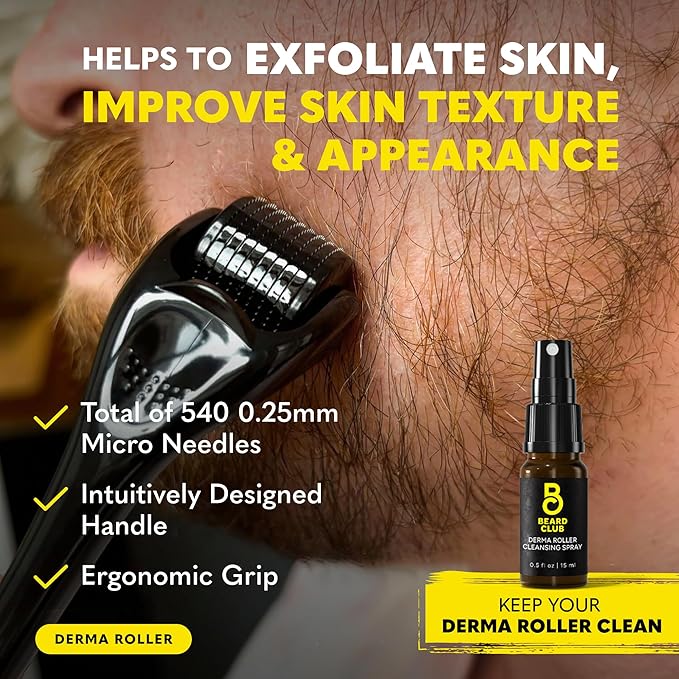 The Beard Club Ultimate Beard Growth Kit - Derma Roller, Growth Oil, Vitamins, Vitamin Spray, Biotin Balm, Conditioner, Cream, Balms, Shampoo, Razor, Scissors, Combs, Brush, Cleansing Spray - Gift Set