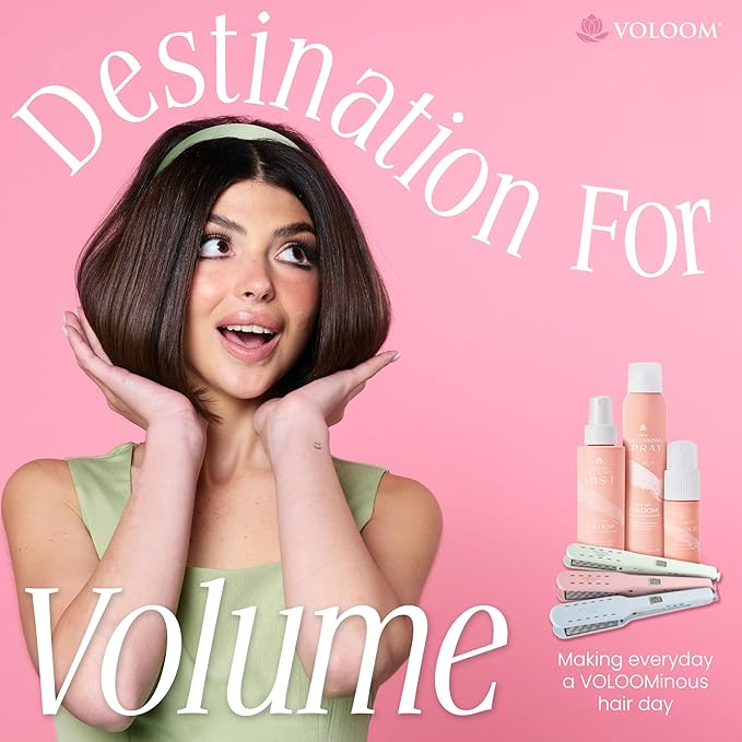 VOLOOM Classic 1-1/2” Inch Professional Volumizing Ceramic Flat Iron - Hair Volumizer & Styling Tool with Adjustable Temp & Auto Shut-Off for Lasting Volume for Thicker Hair - Heat Resistant Case