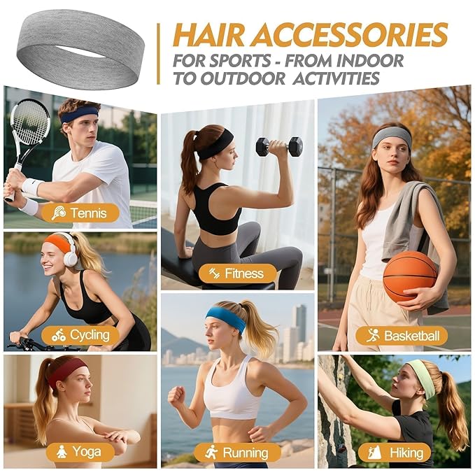Headbands for Women Non Slip - 8 Pcs Head Bands Gifts for Woman Soft Comfortable Elastic Hair Band for Yoga Workout Sport Mothers Day Gifts for Mom Christmas Gift for Women Grandma Adults Stuffers