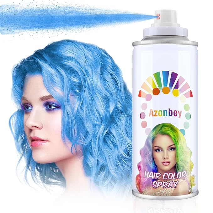 Temporary Natural Hair Color Spray, 1-Day Washable (Blue)