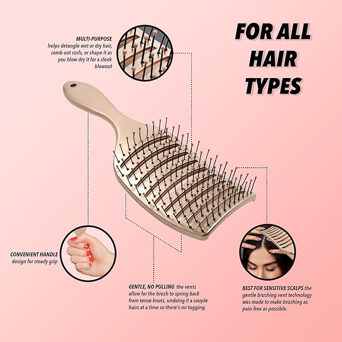 Earth & I Rosegold Hair Brushes for Women, Pink Hairbrush, Rose Gold Women Hair Brush, Kids Hairbrush, Brushes and Combs, Detangling and Styling (Vented)