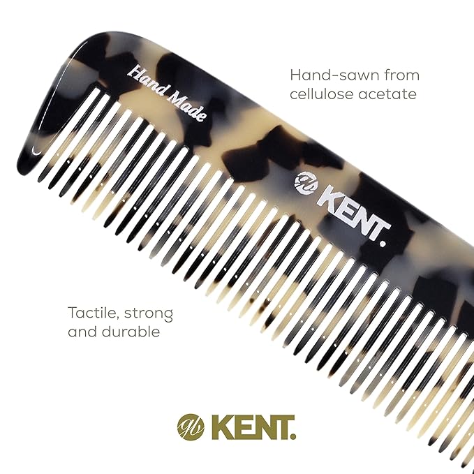 Kent 12T TW Wide Tooth Detangling Comb - Handmade Pocket Comb for Thick, Curly, and Wavy Hair Grooming - Large Tooth Detangler for Hair, Beard, and Mustache