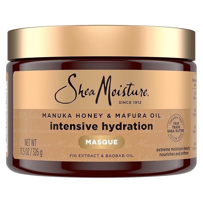 SheaMoisture Intensive Hydration Hair Masque Manuka Honey & Mafura Oil For Dry, Damaged Hair Deep Conditioning Hair Treatment 11.5 oz